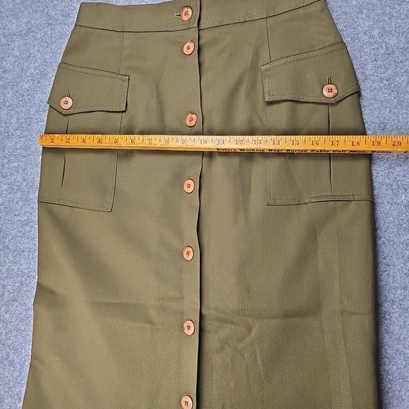 Vintage Euro Linea Italy New York Wool Long Skirt Green Size 10 - Picture 6 of 8